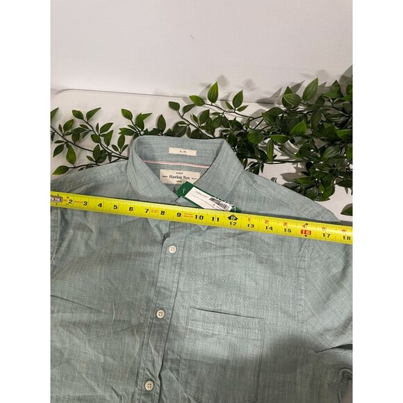 Hawker Rye Slim Fit Stretch Short Sleeve Button-Up Shirt Medium Blue - Picture 10 of 13